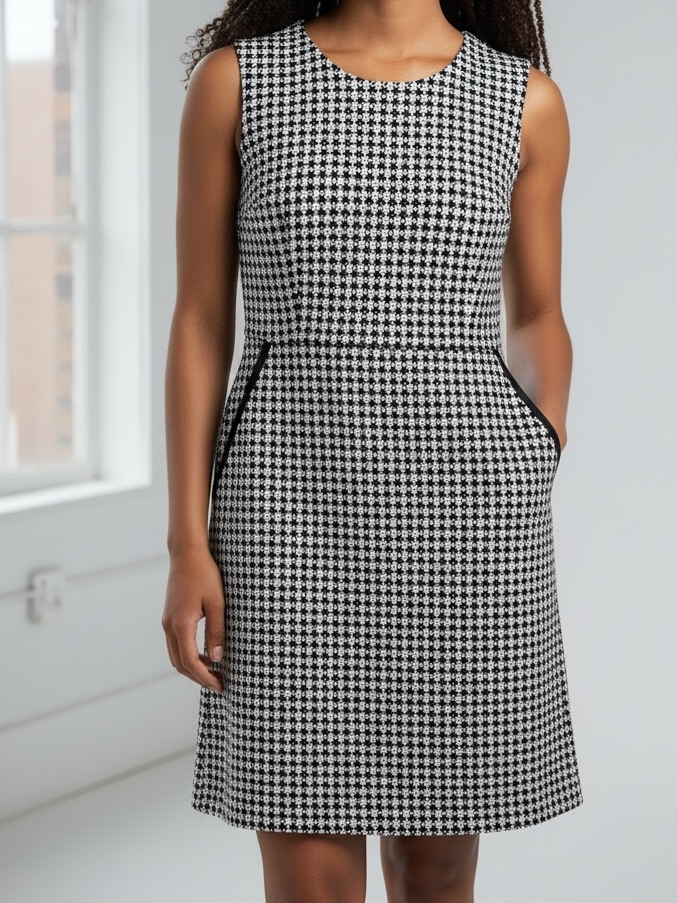 Land’s End Sleeveless Houndstooth Dress 12